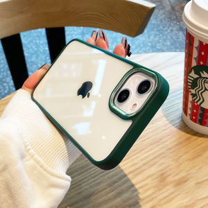 Luxury Transparent Metal Lens Protection Case For iPhone 15 14 13 12 Mini 11 Pro XS Max XR X 8Plus Soft Bumper Shockproof Cover
