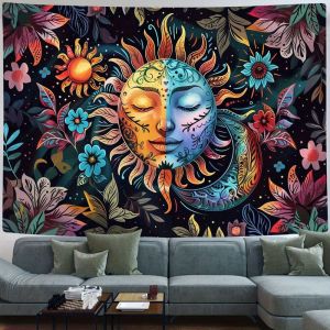 VIKAMA Hoa Bohemian Bí Ẩn Thiên Thể Thẩm Mỹ Tấm Thảm Polyester Treo Tường Cho Phòng Ngủ Trang Trí Phòng Thiền