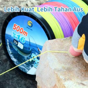 Benang Pancing Kuat Laut senar PE X12 X16 Senar Pancing Kuat 500m Tahan Lama Satu Warna Setiap Sepuluh Meter Professional Braided Fishing Line Tuna Kerapu Ikan Sturgeon
