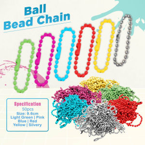 50pcs Ball Beads Chain Metal Hanging Chains Diy Random Colorful Ball Bead Keychain Necklace Bulk With Connectors