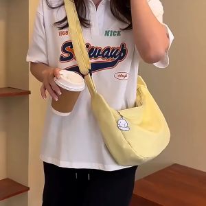 Deere Jack กระเป๋าสะพายไหล่ กระเป๋านักเรียน ถุงเกี๊ยวสีทึบ วาฟเฟิลเกาหลี ลำลอง อินเทรนสุดๆ และเรียบง่าย