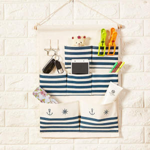 Túi Treo Tường Chống Thấm Nước Bằng Vải Lanh Cotton Treo Điện Thoại Di Động Sau Cửa Ký Túc Xá Nhiều Lớp Túi Đựng Đồ Dùng Gia Đình