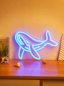 Chi-buy LED Neon Whale Shape USB Powered Neon Signs Night Light 3D Wall Art & Game Room Bedroom Living Room Decor Lamp Signs