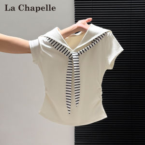 La Chapelle | Stripe Scarf Design Leopard Print T-Shirt
