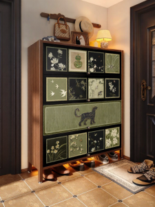 MEISD | Multi-layer Home Use Large Capacity Vintage Style Shoe Cabinet Steel Wood