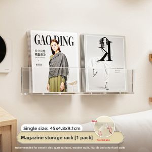 YUEJIBANNI | Wall-mounted Hole-free Acrylic Bookshelf for Displaying Brochures and Magazines