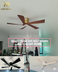Quạt trần chung cư cao cấp XQFAN668 gió rất mạnh động cơ lõi đồng 100% DC tiết kiệm điện 5 cánh nhựa ABS đèn led 3 màu