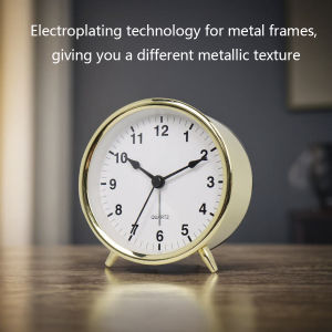 1pc 3.8-inch light luxury metal quartz alarm clock electroplated metal shell retro decorative luminous desk clock no battery