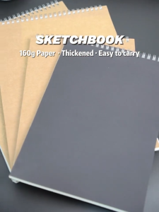A4/B5 80Pages Double Spring Sketchbook Black Kraft Blank Sketch Pad Drawing Book Thickened Paper