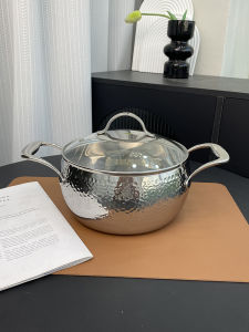 Hammered Apple Rose 18/10 Stainless Steel Soup Pot Milk Pot For Home Soup Pot Cooking Noodle Pot Stew Pot