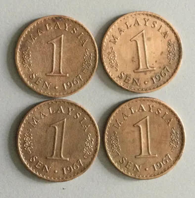 1967 Malaysia 1c X 4pcs Parlimen Coin / Syiling.