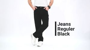 Gizmo Celana Jeans Reguler Black Basic Denim