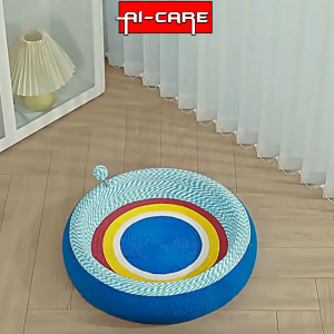Large Blue Oval Cat Scratcher Board Pet Scratcher Pad with Cat Spring Ball For Medium & Large Pets