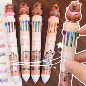 【 Xzinzhan 】 Capybara 10ปากกาลูกลื่นสีขนาด0.5มม. หมึกหลากสีสันปากกาหมึกเจลซิลิโคนเครื่องเขียนของโรงเรียน5ชิ้น