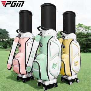PGM GOLF | Airport Checked Hard-Shell Expandable Golf Bag 4 Quiet Wheels Push Flat Independent Shoe Compartment