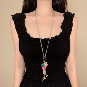 2024 New Style Sweet Cool Heart Shaped Mushroom Keychain Pendant Necklace Women Long Sweater Chain Fashion Jewelry Accessory