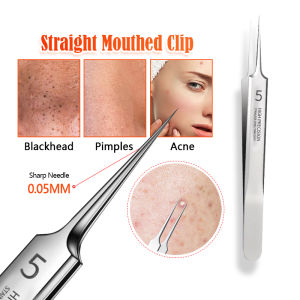 German Ultra-fine 0.1MM No. 5 Cell Pimples Blackhead Clip Tweezers Facial Pore Cleaning Care Tools For Blackheads Acne Needle Tool