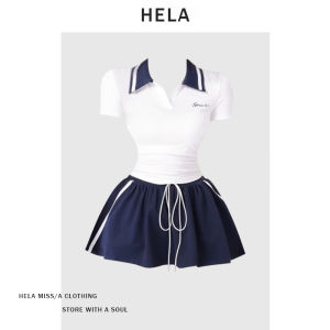 Bộ Áo Thun Ngắn Tay Phong Cách Đại Học Hela Chic Và Váy Chữ A Dành Cho Nữ Mùa Hè 2024 Thể Thao Và Sassy Size Plus