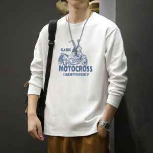 Áo Thun Nam Tay Dài Dáng Rộng Phong Cách Mỹ Thường Ngày Mùa Thu 2025 Chất Liệu Cotton Nguyên Chất Không Có Thương Hiệu