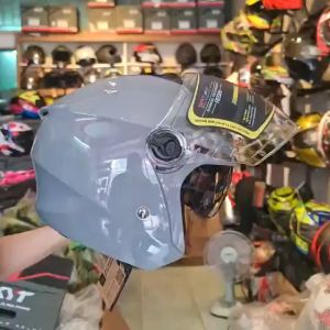 Nón bảo hiểm 3/4 2 kính M668 màu xám xi măng siêu đẹp