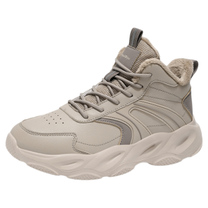 High-top Warm Fleece Leather Waterproof Anti-slip Mens Cotton Sports Shoes