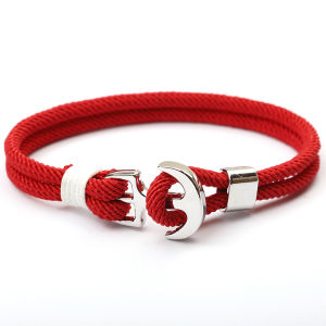 Stainless Steel Men Bracelet Double Layer Braided Thread Braslet For Hombre Boy Creative Anchor Viking Braclet Male Accessories