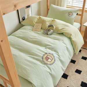 Pure Cotton Bedding Set for College Students Dormitory 4-Piece Queen Size Bed Sheet Cover Quilt Duvet Cover Pillowcase