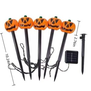 Halloween Pumpkin Stake Light Solar Powered LED Outdoor Decoration Lamp For Garden Lawn Pathway Yard Party Festival Decor