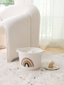 Nordic Style Cotton Rope Embroidery Entrance Hall Storage Basket Cosmetic Mask Box Organizer for Living Room Snacks Storage