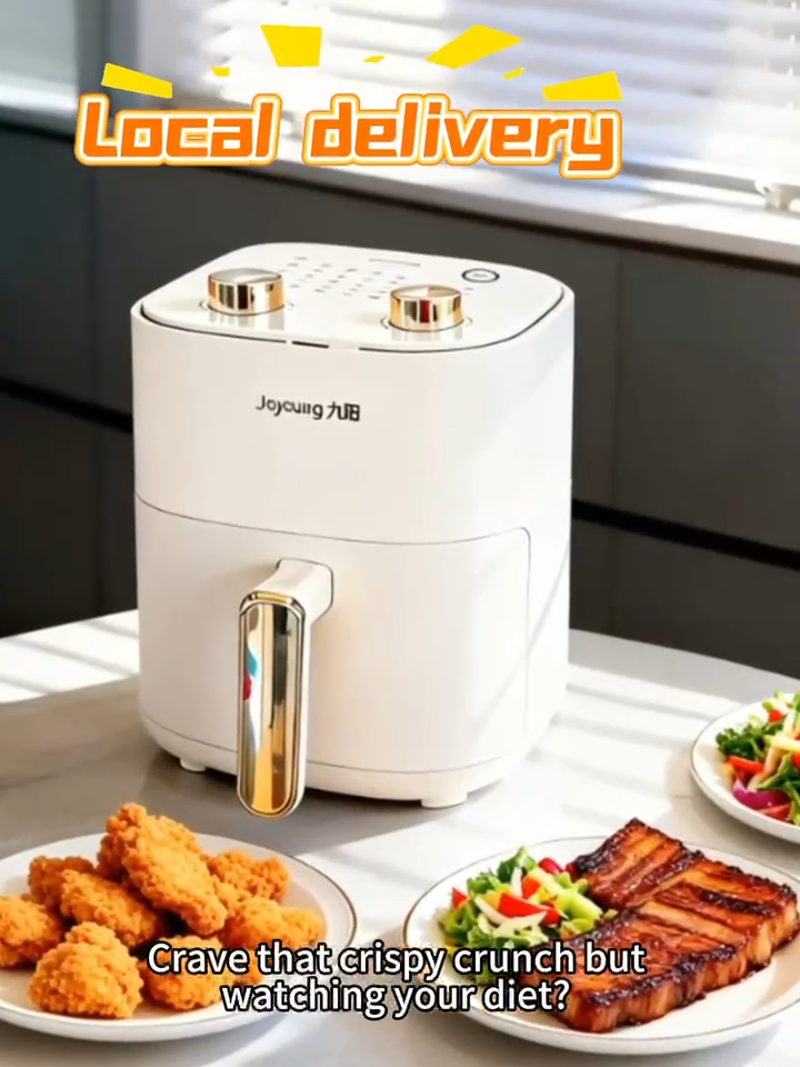 Air Fryer 5L 6-in-1 Digital Glass Window Nonstick Dishwasher Safe 1200W Oil-Free Healthy Cooker