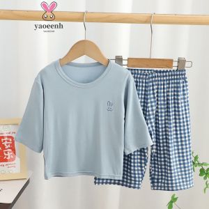 ชุดนอน เสื้อครอป กางเกงขายาว แขนสามส่วน 90-180 ซม. สําหรับแม่ และลูก Pajamas【HALOLO】