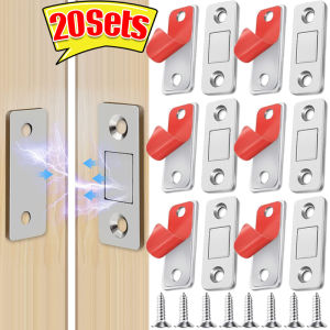 20Sets Magnetic Door Catch Ultra-Thin Cabinet Catches Door Closed Magnets Sheet Adhesive Closet Drawer Window Magnet Latches