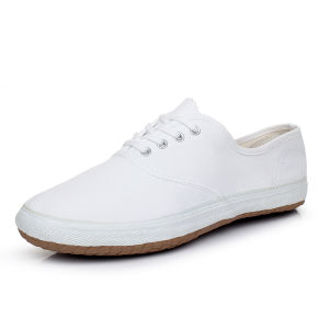 รองเท้าผ้าใบแบบหายใจ Feiyue แท้สําหรับผู้ชายและผู้หญิง ส้นแบนสีขาว สไตล์การเคลื่อนไหวศิลปะ