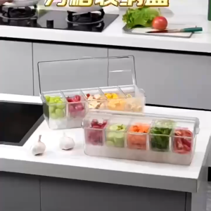 Khay Đựng Gia Vị Khay Đựng Topping 4-5 Ngăn Có Ngăn Ướp Đá Lạnh Bên Dưới Chất Liệu Nhựa Mica Độ Bền Và Chịu Lực Cao
