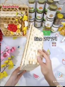 Giỏ Mây Tre Đan Giỏ Đựng Quà Tết (Không kèm phụ kiện trang trí) kích thước 30x8x25cm