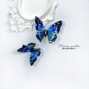 Original Deep Blue Starry Sky Three-Dimensional Butterfly Side Clip Duckbill Clip Barrettes Young Adult Shining Headdress Fantasy Female Side