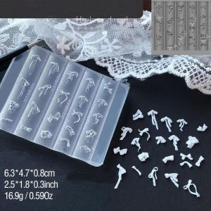 1Pcs 3D Bowknot Silicone Nail Mold Mixed-Shapes Ribbon Nail Charms Craving Stamping Plates Y2K Ballet Bows Manicure Mould Tools