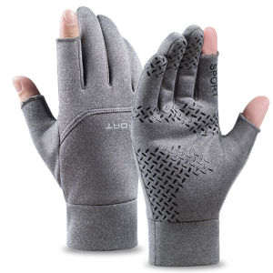 GTUBIKE Winter Fishing Gloves Women Men Universal Keep Warm Fishing Protection Anti-slip Gloves 2 Cut Fingers Outdoor Angling