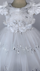 Big Joy Baby Formal Party Gown for Baby christening with Appliques Flowers White for Ages 3 to 24 Months Old 564317