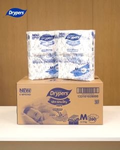 Drypers Wee Wee Dry Baby Diapers PinkFong Limited Edition M52 (5 Packs) - Soft Breathable Baby Diaper (Tape)