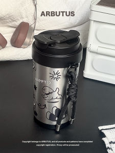 Cốc Cắm Trại Bằng Thép Không Gỉ Trong Suốt Có Nắp Cốc Cắm Trại Bằng Nhựa PP Dung Tích 450ml Cốc Đựng Cà Phê Cốc Đựng Nước Có Tay Cầm