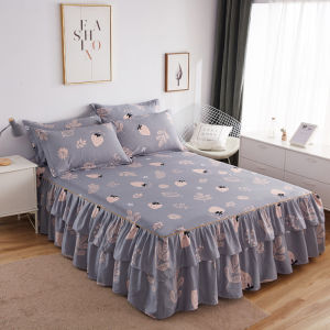 New 2025 Pure Cotton Bed Skirt Style Bed Cover Single Piece Cotton Bed Sheet with Lace Anti-Slip Princess Style Bedding
