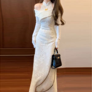 CHANGTONG | New Chinese Style Knitted Cheongsam Dress