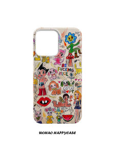 Artistic Graffiti Phone Case Full Cover Anti-Fall for Apple 15 14pro iPhone 13 12 Huawei Mate60pro Xiaomi Unique Personality Protection Shell