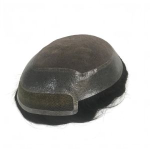 ZTWANYUKJ Mono Base With Swiss Lace Front Men Toupee Hair Replacement Human Hair System for Men Natural Black Color