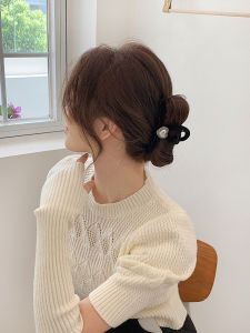 กิ๊บติดผมรูปฉลามมุกสไตล์ฝรั่งเศสเรียบง่ายสำหรับผู้หญิง หมวกทรงหัว หมวกทรงหัวหลัง หมวกทรงหัวส่วนบน หมวกทรงหัวส่วนบน