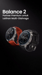 Amazfit Official Balance 2 Smart Watch 47mm 1.5 Sapphire Glass Screen Display GPS Map guide 170+ Sport function Jam tangan pintar Silicone strap Kapasitas baterai besar 658mAh