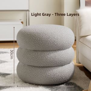 Home Use round Stool Lamb Velvet Sofa Stool Childrens Shoe Changing Stool Living Room Small Stool Trendy Internet Famous