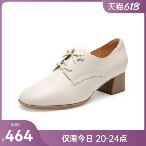 British Style Oxford Shoes for Women High Heel Chunky Rubber Sole Leather Lined Versatile Work Commute Spring Autumn Shoes