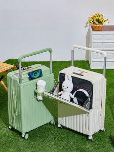 New 24 Inch Wide Pull Rod Luggage Large Capacity Thickened Travel Suitcase Women Boarding Bag Fashionable Polyester Inner Material